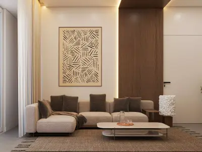 Modern 1 Bedroom Apartment   Complete Interior 3D Scene 3D model