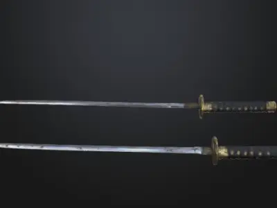 Broken Katanas  Battle Samurai Swords 3D Model Game Ready Low-poly 3D model