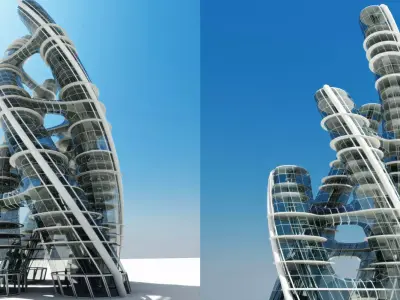 Futuristic Skyscraper 3D model 2