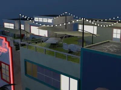 South Beach Strip Scene 3D model