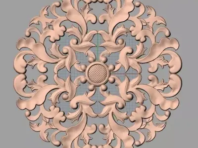 Furniture decoration round flower 3D STL model for CNC E891 3D model
