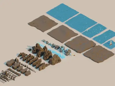 Lowpoly Rock And Stone Mega Pack Low-poly 3D model