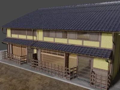 Traditional Kyoto Style row house in Japan 3D model