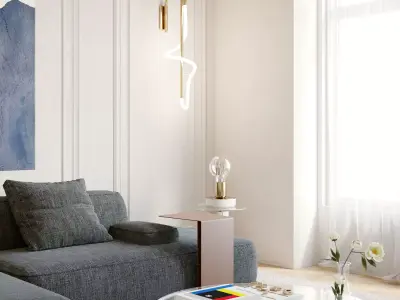 Living Room Blue Balance Low-poly 3D model