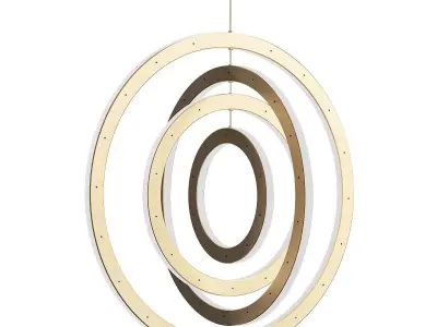 Halo vertical chandelier 4 rings brushed brass von Roll Hill 3D model
