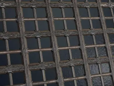 Ancient Medieval Wood Jail Grate PBR Seamless Texture