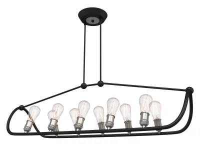 Textured Black with Brushed Nickel Accents Linear Chandelier 3D model