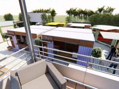 Conta courtyard with tables and chairs 3D model