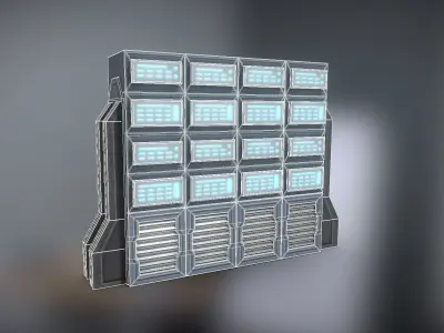 Sci Fi Server rack Low-poly 3D model