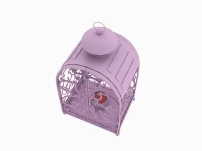 Outdoor lantern  - candle lighting with decoration 3D model