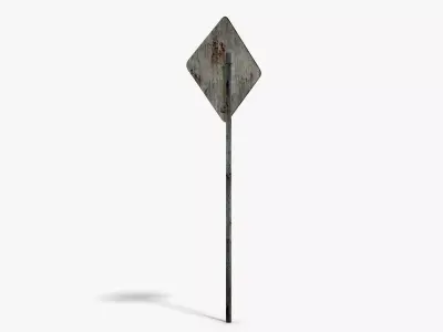 Damaged Airport Warning Sign Low-poly 3D model