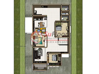 House 9x16m code 453- Sketchup 3D model 3D model 3D model