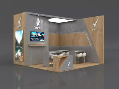 Booth Exhibition Stand Stall 6x6m Height 360 cm 2 Side Open 3D model