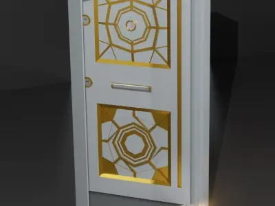 Steel Door - Gold Plated Low-poly 3D model