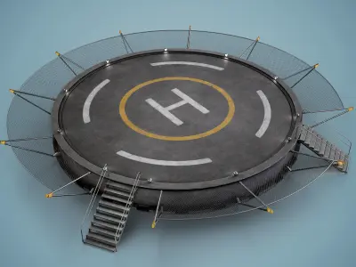 Helipad Circular Platform Low-poly 3D model
