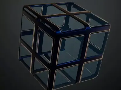 Shiny Blue Glass Metal Grill Transparent PBR Texture