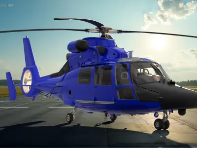  Blue Patrol Helicopter Rigged for Maya 
