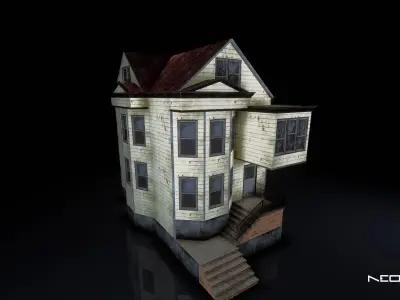 Post Apocalyptic Houses Low-poly 3D model