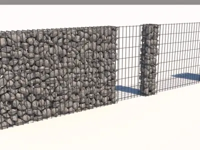 Gabion fence Low-poly 3D model