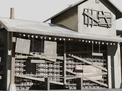 Abandoned Shop - realistic low poly Low-poly 3D model
