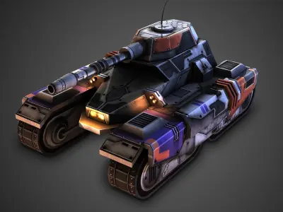 Low poly Future Tank Low-poly 3D model