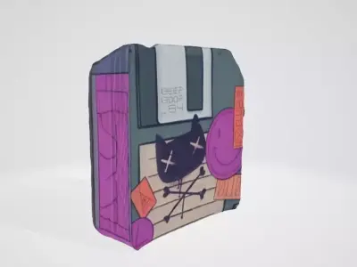 Floppy Disk-Themed Wall for 3D Projects Low-poly 3D model