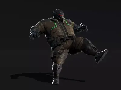 Cyberpunk Robot - The Mechanic - rigged 3D model