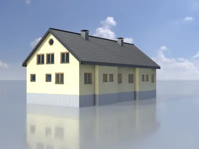 Modern multi-family house version 2 Low-poly 3D model