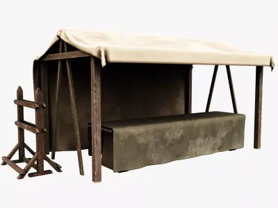 Market Stall Cotton Low-poly 3D model