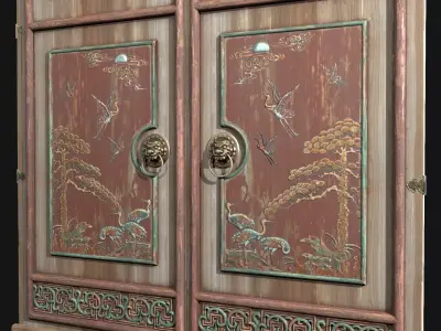 Asian Lion Head Door Game Ready 3D Model Low-poly 3D model