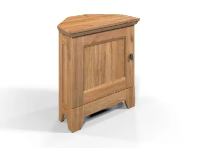 Country Corner Cabinet 1 Door Solid Natural Oak  3D model