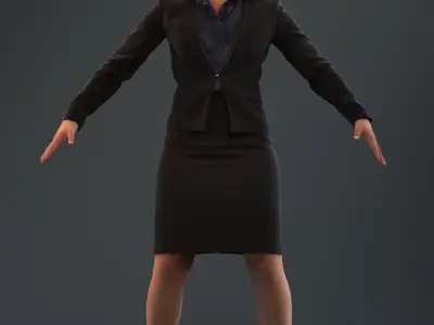 Rigged 3D woman in business attire Low-poly 3D model