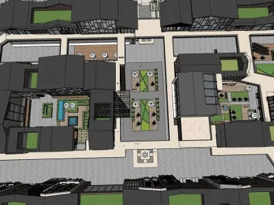 north american houses cluster architecture undergraduate 3D model