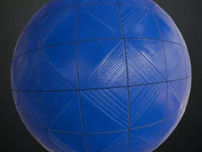 Modern Glossy Cobalt Blue Linear Textured Tiles PBR Seamless Texture