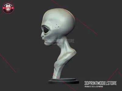 Alien Stylized Bust STL File 3D print model
