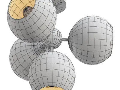 Favourite-Schoppen-1491-4U four glass globes in ceiling light 3D model