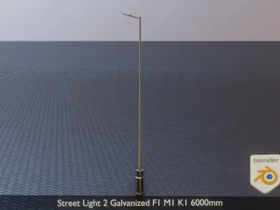 Street Light 2 Galvanized F1 M1 K1 6000mm Low-poly 3D model