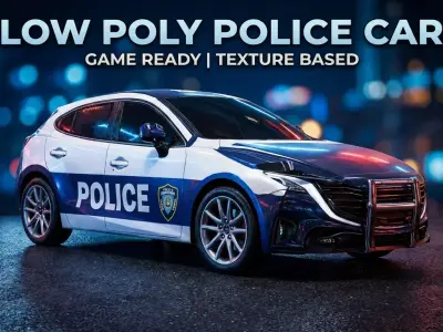 Low Poly Modern Police Hatchback Low-poly 3D model