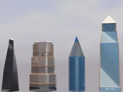 SKYSCRAPERS PACK - LOWPOLY PBR MODEL Low-poly 3D model