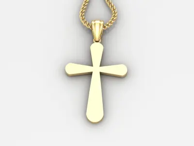 Light Gold 18K Cross Pendant 1CP095 3D print model buy