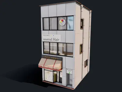 Japanese Pizza Shop Low-poly 3D model