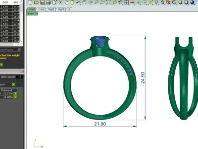 Double Band Diamond Ring For Women 3D Print Model Render STL 3D print model