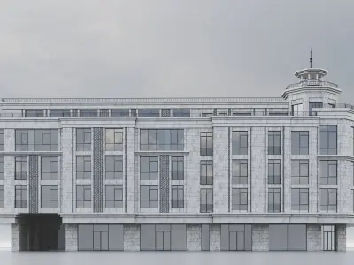 Residential Building with a Tower 008 3D model