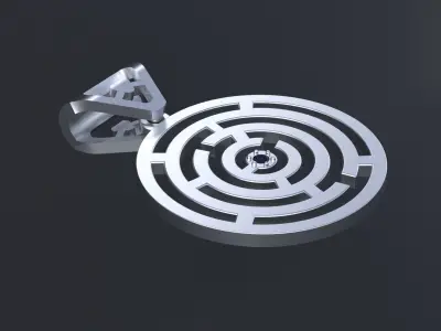 Pendant cercle maze for CNC or 3D print model  3D print model