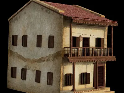 Indian Village House - Medieval Indian - 2 Floors - Balcony 3D model