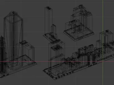 City Downtown Skyscraper Low-poly 3D model