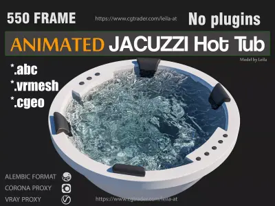 Jacuzzi hot tub spa - ANIMATED  -  550 FRAME Water Simulation 3D model