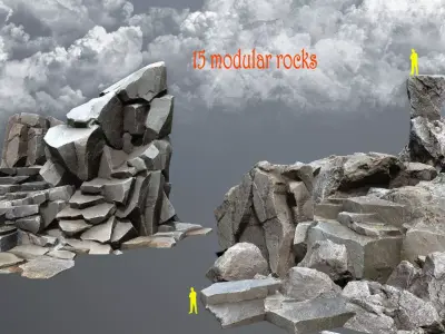 sea rocks Low-poly 3D model