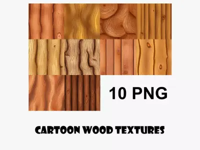 Cartoon Wood Textures Pack 44 - 10x PNG  Texture