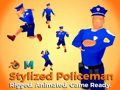 Stylized Policeman - Hyper Casual Game  Low-poly 3D model